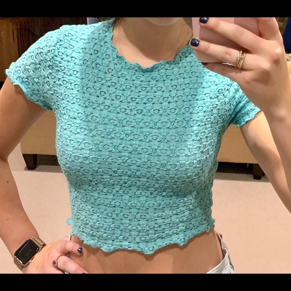 Topshop Turquoise Crop Top - Picture 2 of 5